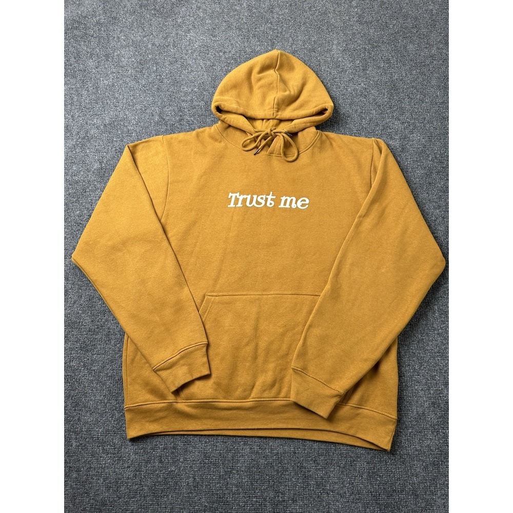 Mens Hoodie Evolution In Design Brown Pullover Graphic Trust Me, Size XL